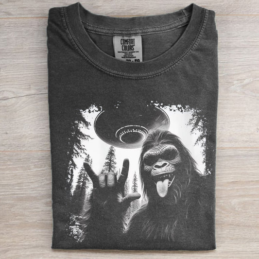 Bigfoot and Flying Saucer Graphic Shirt