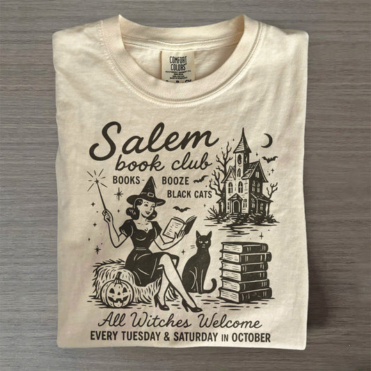 Vintage Salem Book Lover, Black Cat T-Shirt