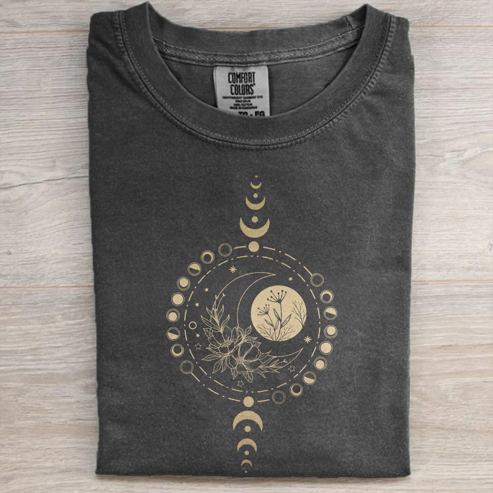 Mystical Moon Phase Tee, Boho Vintage Moon T-Shirt