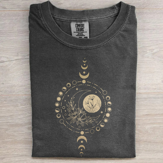 Mystical Moon Phase Tee, Boho Vintage Moon T-Shirt
