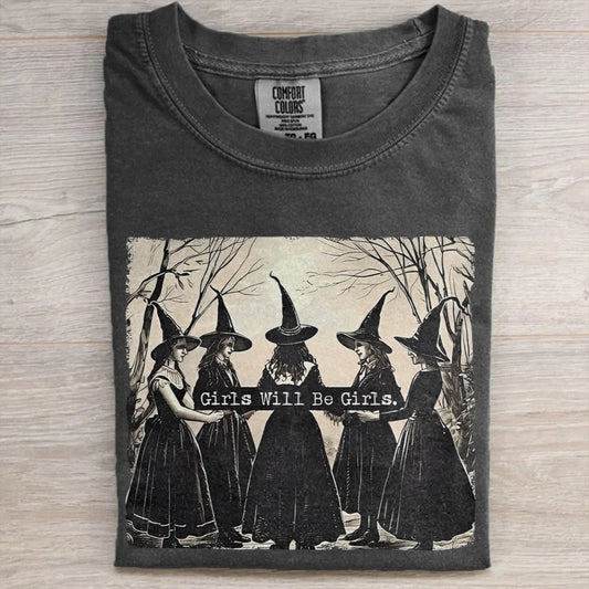 Vintage “Girls Will Be Girls” Vibes Tee – Halloween Women’s Comfort Colors® Shirt