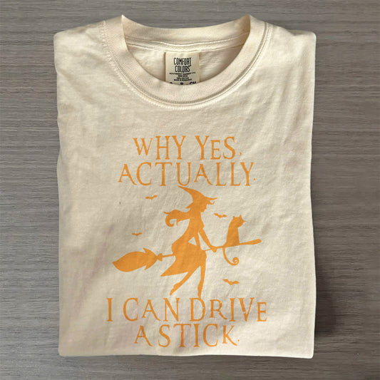 Witchy “Drive a Stick” Party Shirt-Funny Halloween Tee