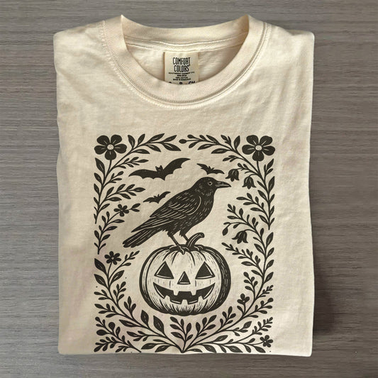 Boho Floral Halloween Shirt – Cottagecore Pumpkin Tee