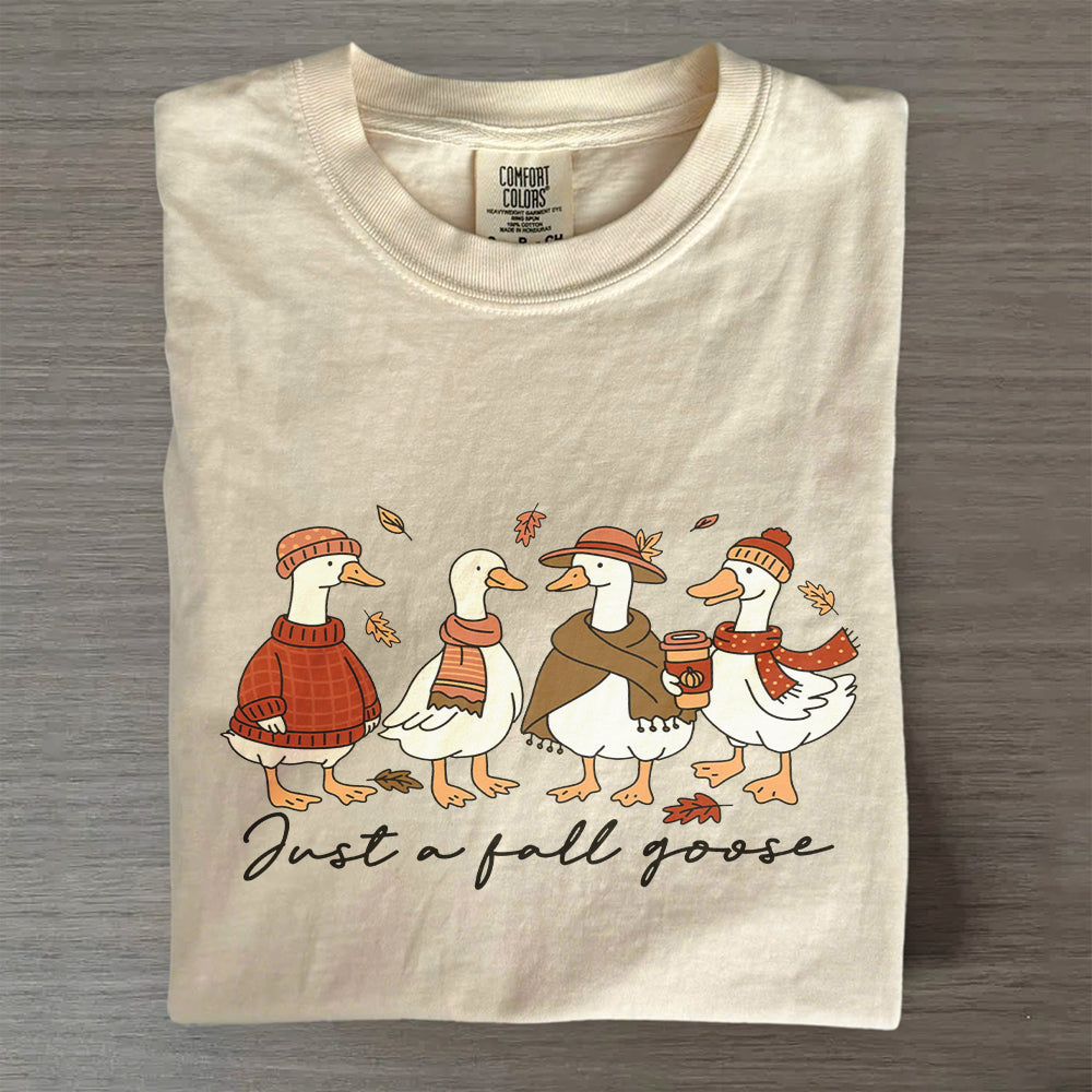 Cozy Autumn Pumpkin Coffee Tee- Comfort Colors® Fall Goose Shirt