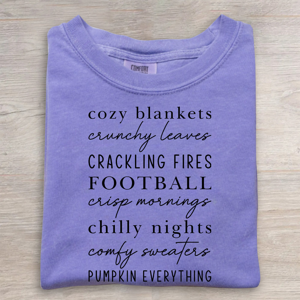 Cozy Autumn Shirt – Crunchy Leaves & Crackling Fires Tee, Cute Fall T-Shirt