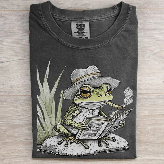 Cool frog with cigar, reading T-Shirt
