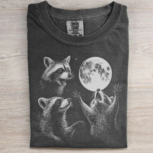 Playful Raccoons Beneath the Moon T-Shirt