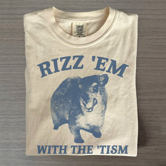 Rizz Em With The Tism Funny Hyrax T-Shirt