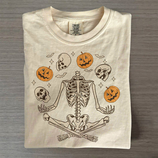 Cute Skeleton Halloween Clipart – Spooky Pumpkin T-Shirt