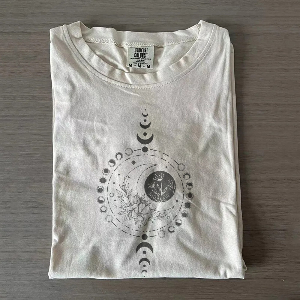 Mystical Moon Phase Tee, Boho Vintage Moon T-Shirt