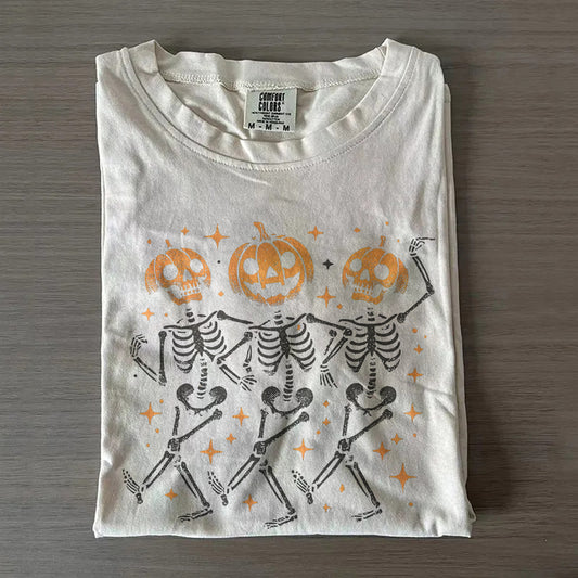Halloween Pumpkin Shirt – Skeleton Spooky Fall T-Shirt