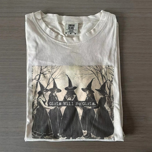 Vintage “Girls Will Be Girls” Vibes Tee – Halloween Women’s Comfort Colors® Shirt