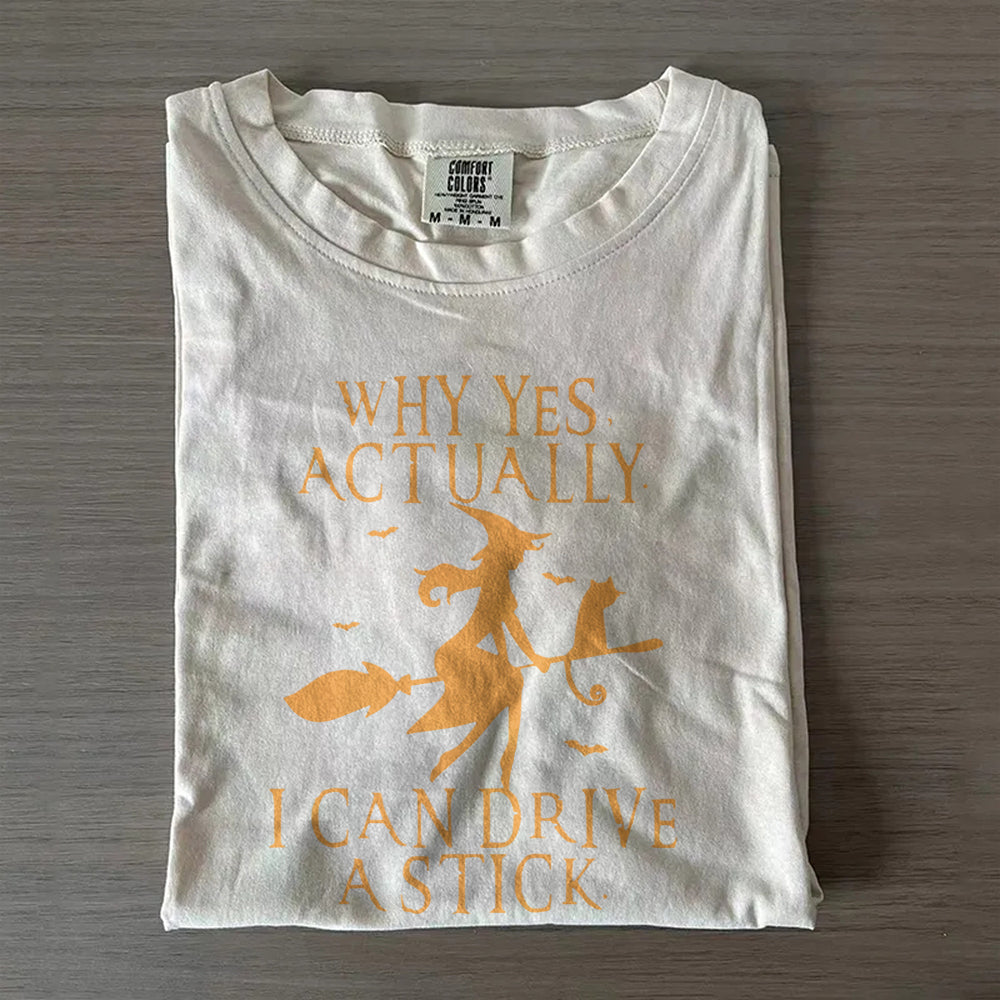 Witchy “Drive a Stick” Party Shirt-Funny Halloween Tee