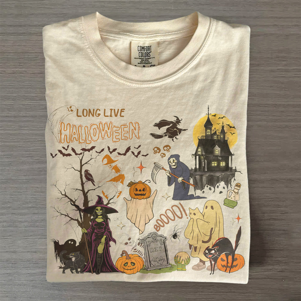 Spooky Season Pumpkin & Black Cat Tee- Vintage Halloween Shirt