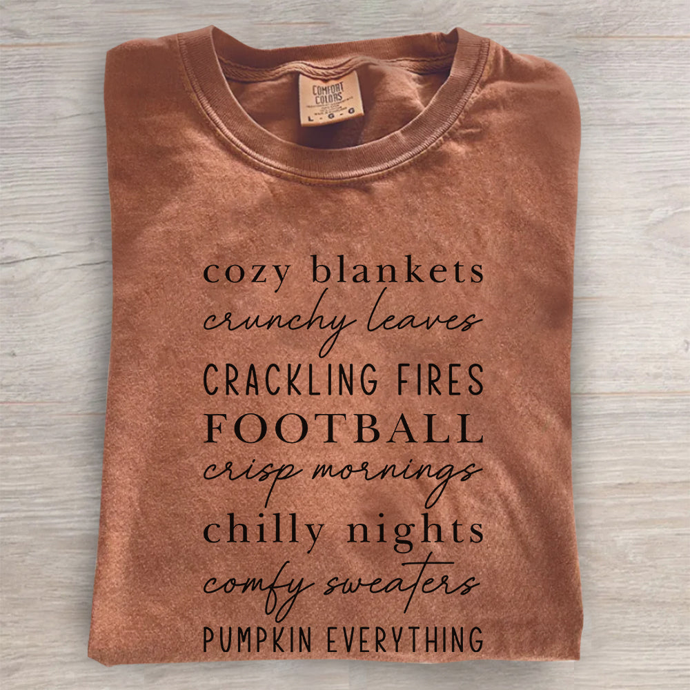 Cozy Autumn Shirt – Crunchy Leaves & Crackling Fires Tee, Cute Fall T-Shirt