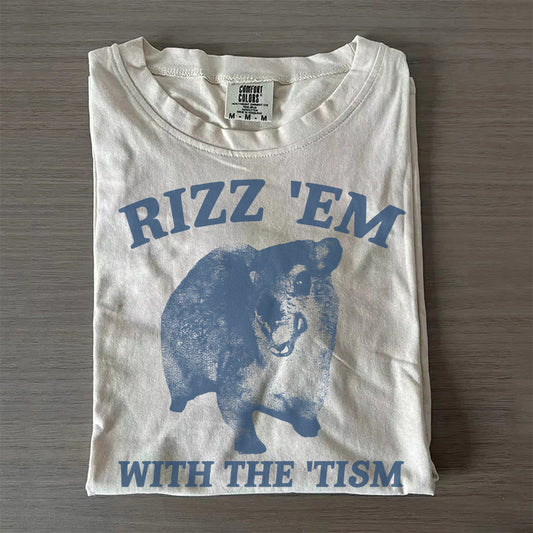 Rizz Em With The Tism Funny Hyrax T-Shirt
