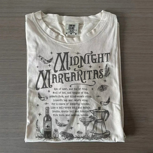 Witchy Midnight Margaritas Tee – Spooky Retro Drinking Shirt