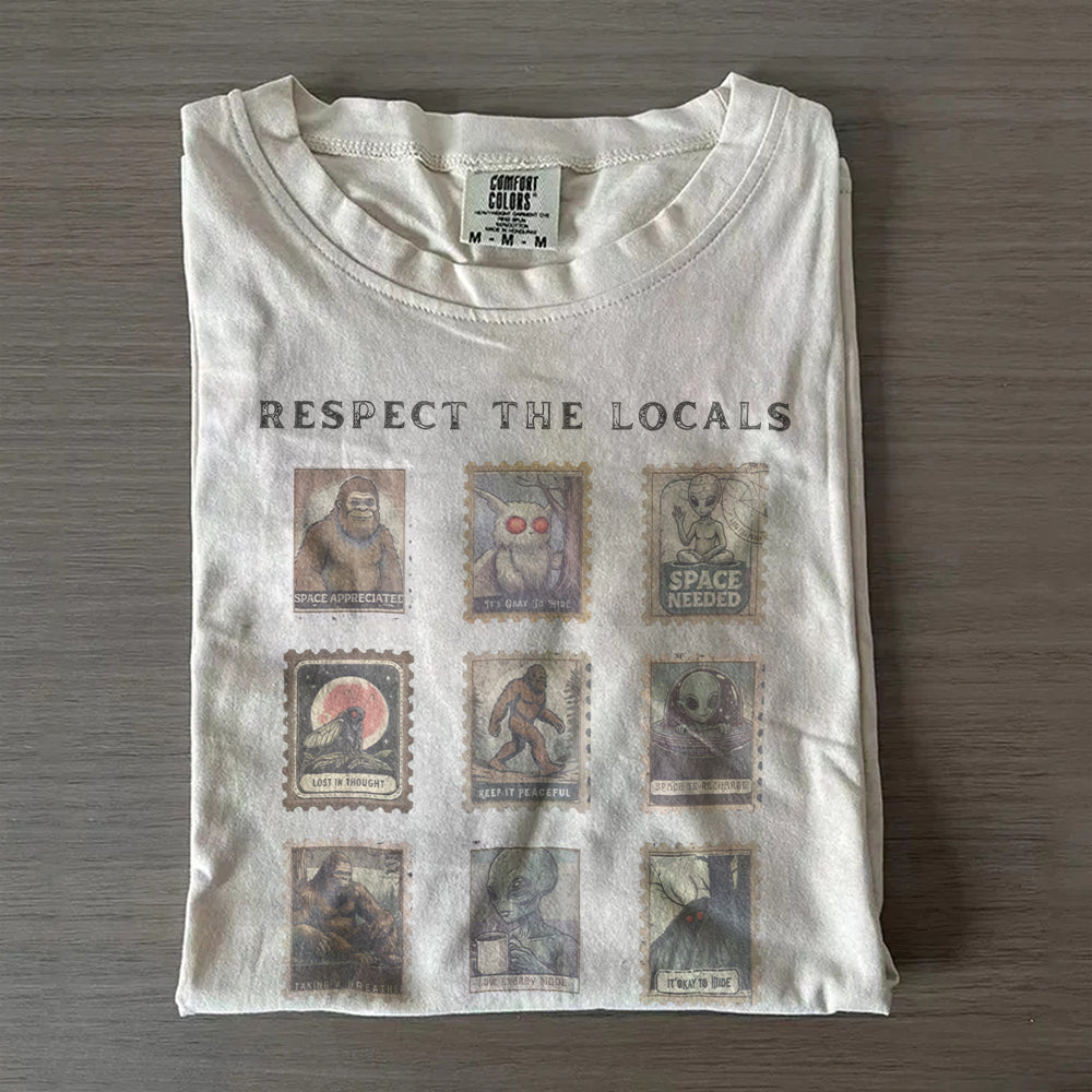 Respect The Locals Shirt – Mothman, Bigfoot & Alien Design