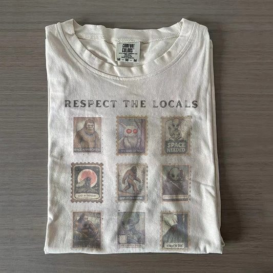 Respect The Locals Shirt – Mothman, Bigfoot & Alien Design