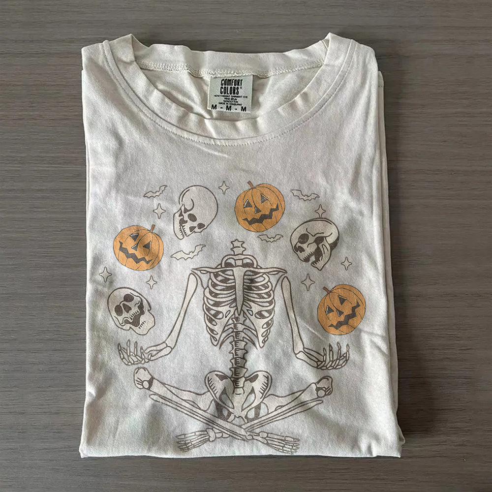 Cute Skeleton Halloween Clipart – Spooky Pumpkin T-Shirt