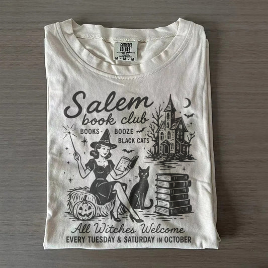Vintage Salem Book Lover, Black Cat T-Shirt