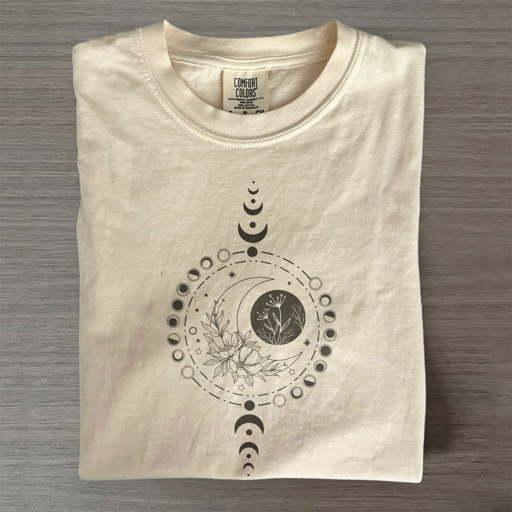 Mystical Moon Phase Tee, Boho Vintage Moon T-Shirt