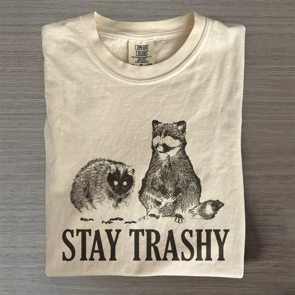 Stay Trashy Raccoon Tee – Funny Possum Graphic Shirt