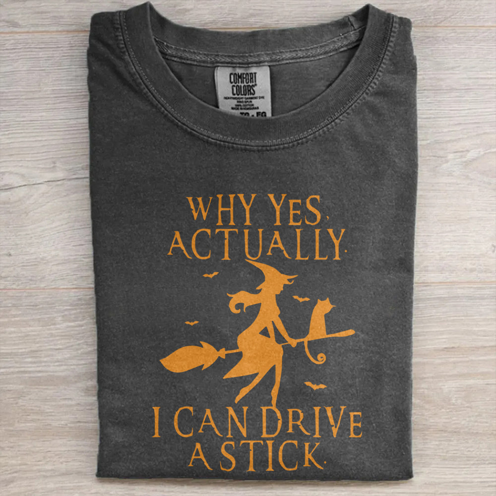 Witchy “Drive a Stick” Party Shirt-Funny Halloween Tee