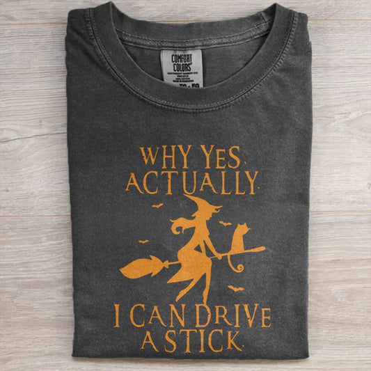 Witchy “Drive a Stick” Party Shirt-Funny Halloween Tee
