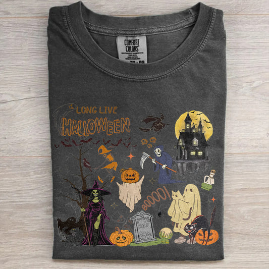 Spooky Season Pumpkin & Black Cat Tee- Vintage Halloween Shirt