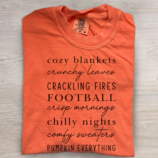 Cozy Autumn Shirt – Crunchy Leaves & Crackling Fires Tee, Cute Fall T-Shirt