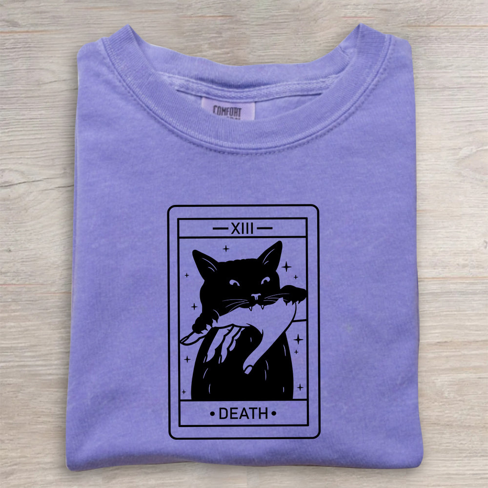 Tarot Card Black Cat Shirt – Witchy Halloween Cat Tee, Spooky Cat Lover T-Shirt