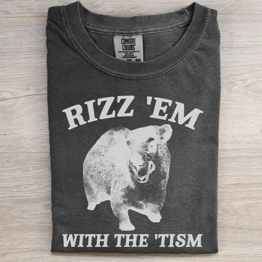 Rizz Em With The Tism Funny Hyrax T-Shirt