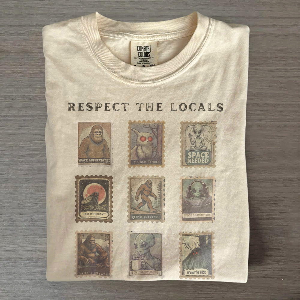 Respect The Locals Shirt – Mothman, Bigfoot & Alien Design