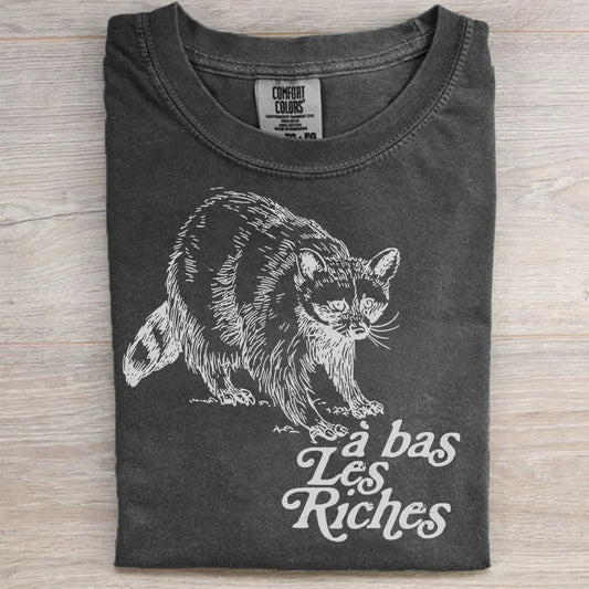 À Bas Les Riches Funny Raccoon Meme T-Shirt