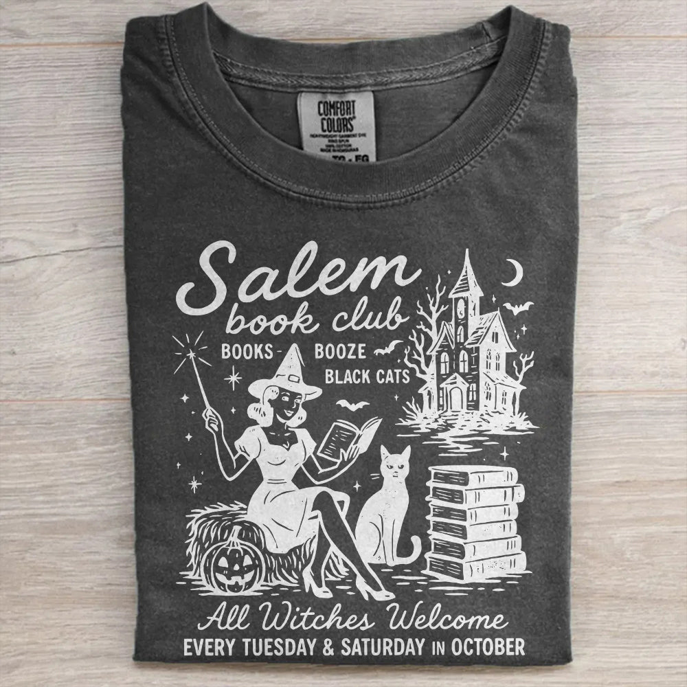 Vintage Salem Book Lover, Black Cat T-Shirt