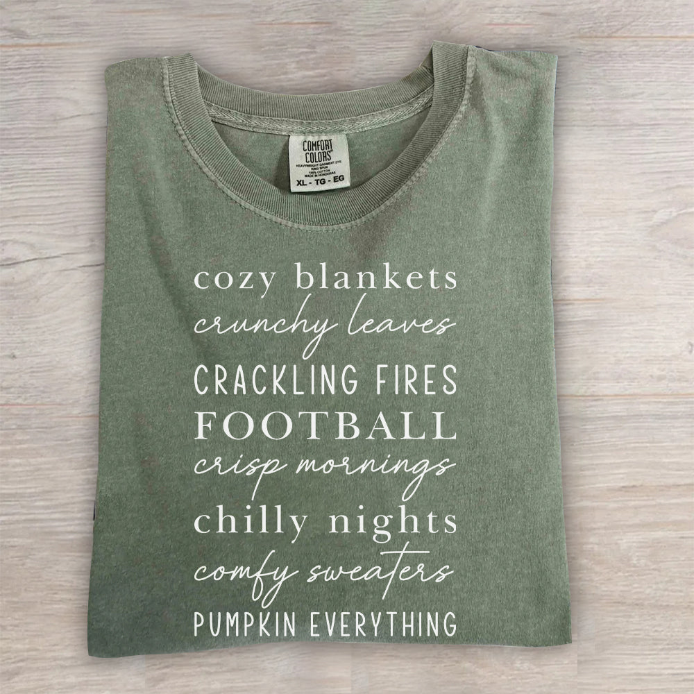 Cozy Autumn Shirt – Crunchy Leaves & Crackling Fires Tee, Cute Fall T-Shirt