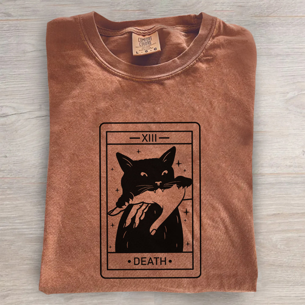 Tarot Card Black Cat Shirt – Witchy Halloween Cat Tee, Spooky Cat Lover T-Shirt