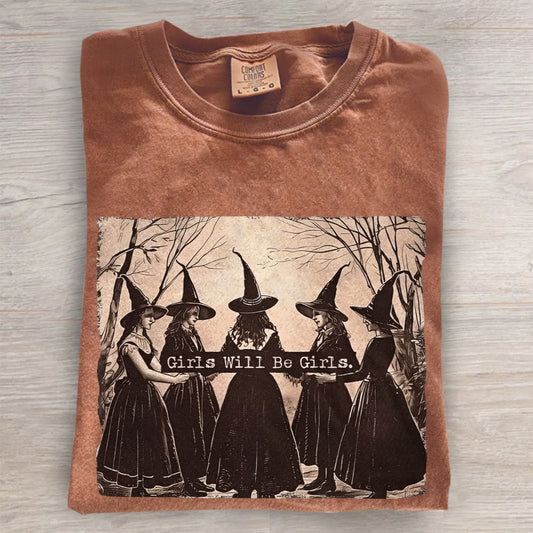 Vintage Girls Will Be Girls Witch Shirt – Retro Feminist Tee