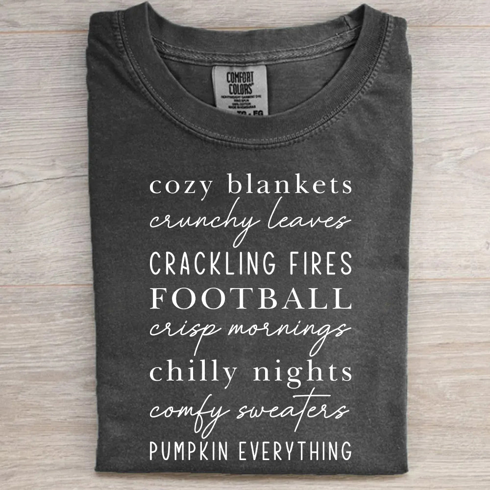 Cozy Autumn Shirt – Crunchy Leaves & Crackling Fires Tee, Cute Fall T-Shirt