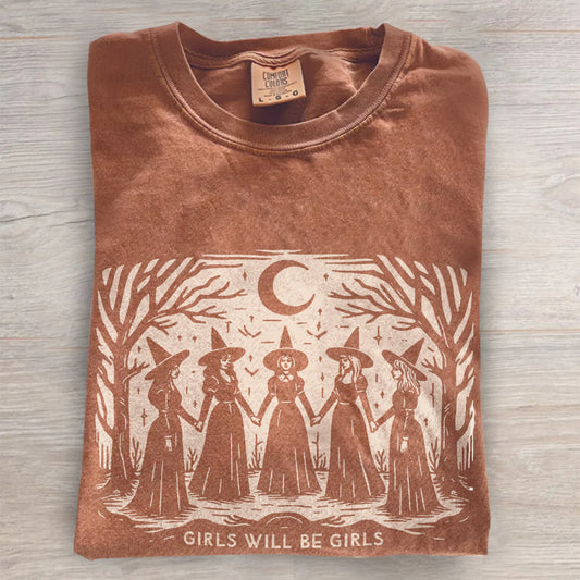 Vintage Girls Will Be Girls Crewneck- Witch Sweatshirt