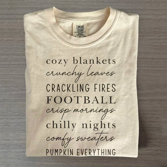 Cozy Autumn Shirt – Crunchy Leaves & Crackling Fires Tee, Cute Fall T-Shirt