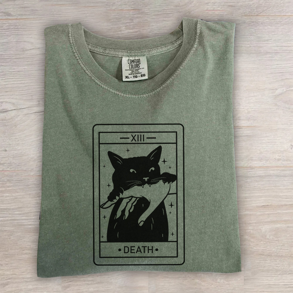 Tarot Card Black Cat Shirt – Witchy Halloween Cat Tee, Spooky Cat Lover T-Shirt