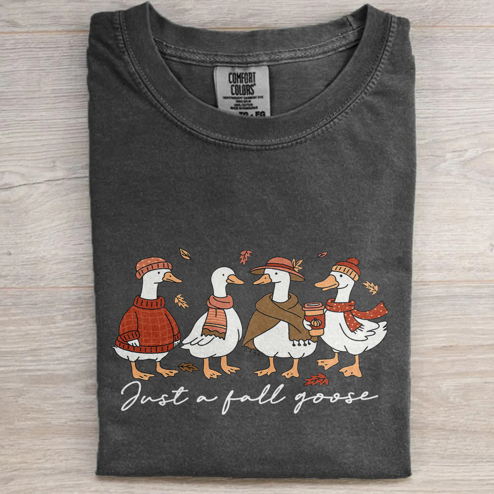 Cozy Autumn Pumpkin Coffee Tee- Comfort Colors® Fall Goose Shirt