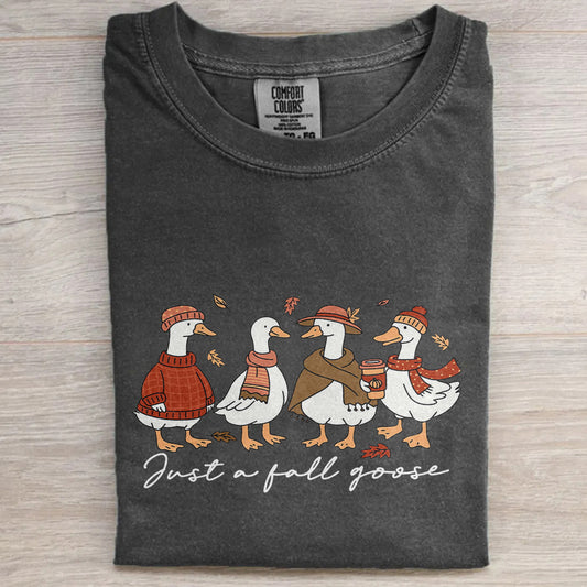 Cozy Autumn Pumpkin Coffee Tee- Comfort Colors® Fall Goose Shirt