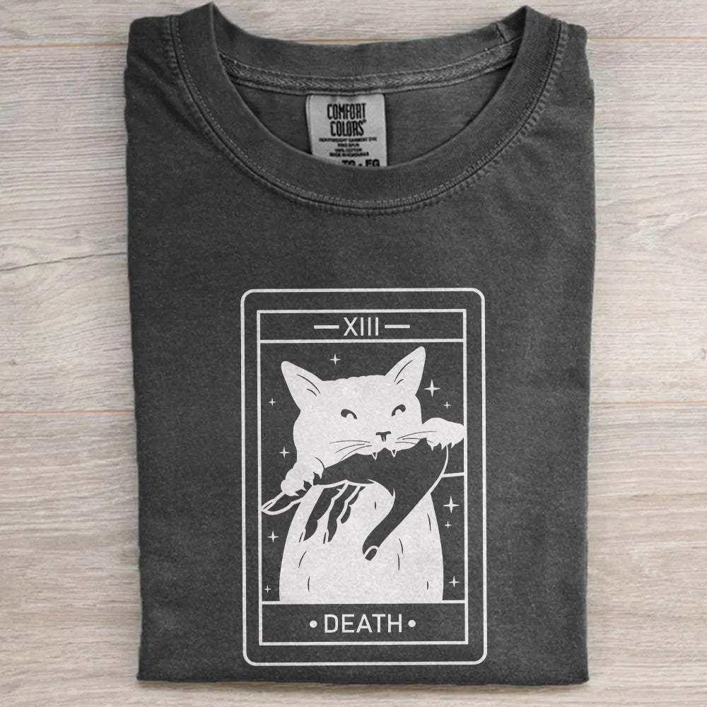 Tarot Card Black Cat Shirt – Witchy Halloween Cat Tee, Spooky Cat Lover T-Shirt