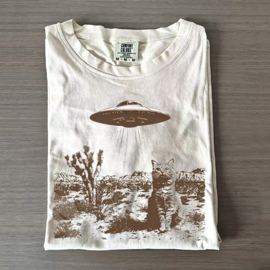 Cowboy Cat UFO Tee – Funny Retro Western Shirt