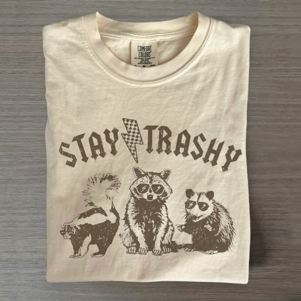 Retro Raccoon Shirt – Stay Trashy Meme Tee