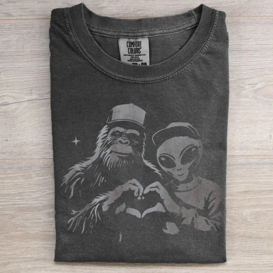 Funny Bigfoot & UFO T-Shirt