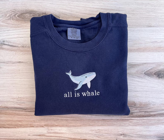 Whale Crewneck – Embroidered Ocean- Premium Comfort Sweatshirt